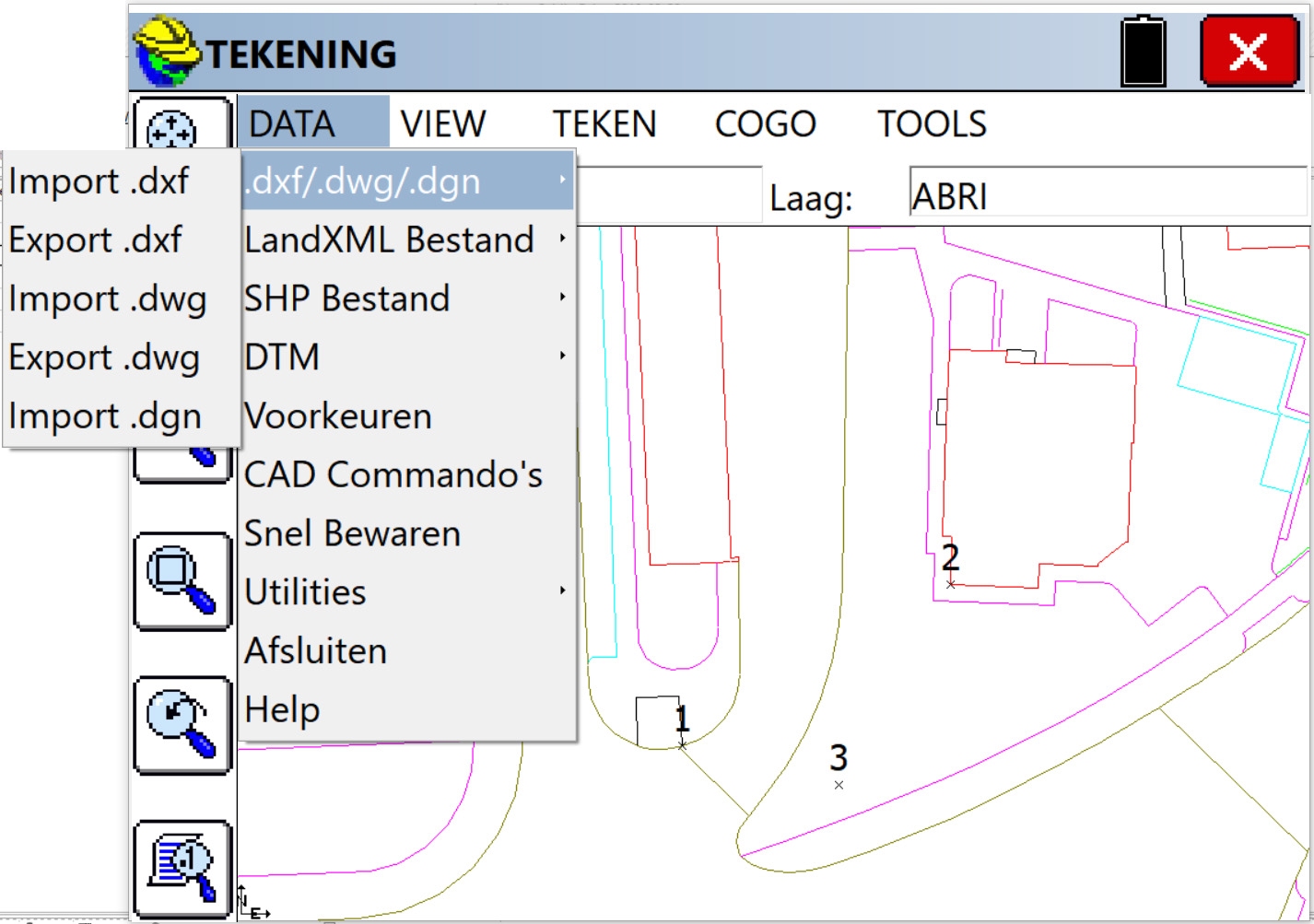 SurvPC, Basis Total Station + Waterpasinstrument + CAD